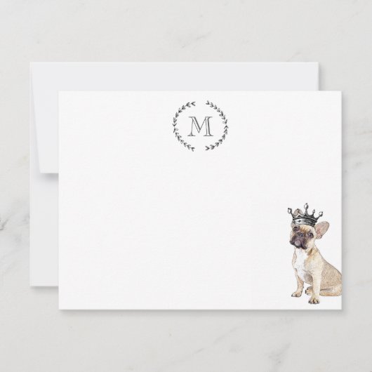 Hondenliefhebber French Bulldog Personalized Royal Notitiekaartje (Voorkant)