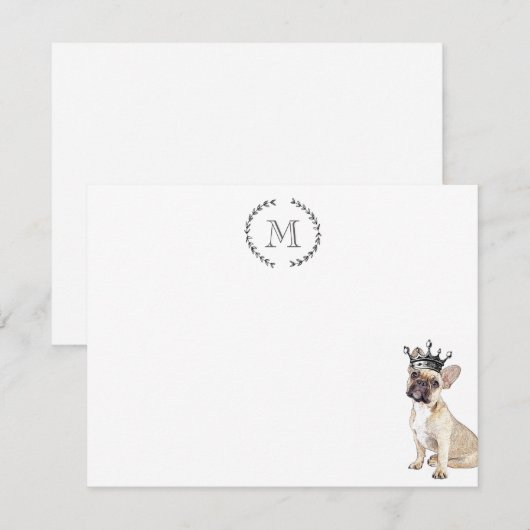 Hondenliefhebber French Bulldog Personalized Royal Notitiekaartje (Voorkant / Achterkant)