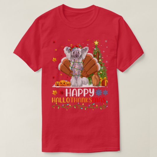 Hondenliefhebber Funny Happy Chinese Crested Dog H T-shirt (Design voorkant)