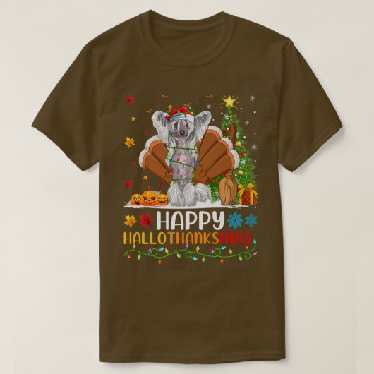 Hondenliefhebber Funny Happy Chinese Crested Dog H T-shirt (Design voorkant)