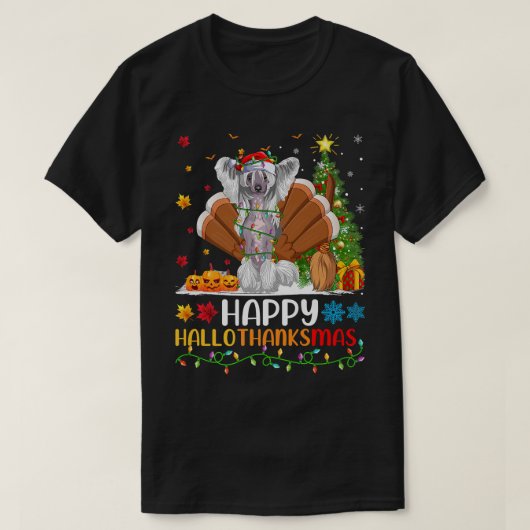 Hondenliefhebber Funny Happy Chinese Crested Dog H T-shirt (Design voorkant)