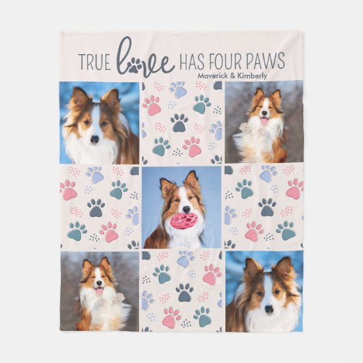 Hondenliefhebber Gepersonaliseerd 5 Fotopasta's af Fleece Deken (Voorkant)