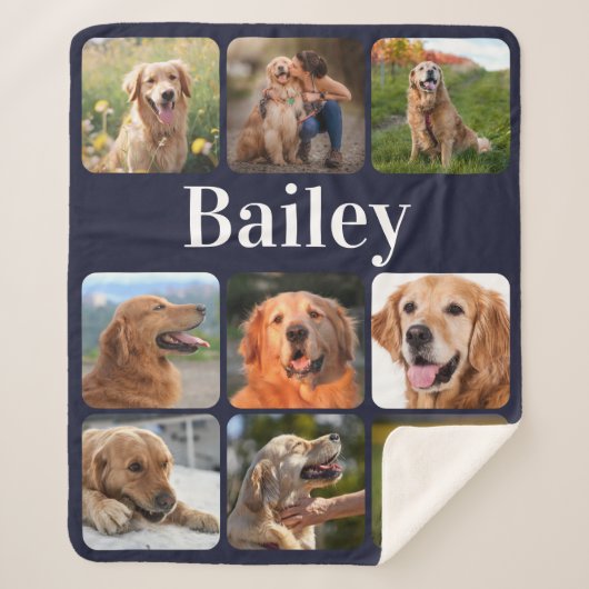 Hondenliefhebber Gepersonaliseerd monogram foto va Sherpa Deken (Voorkant)