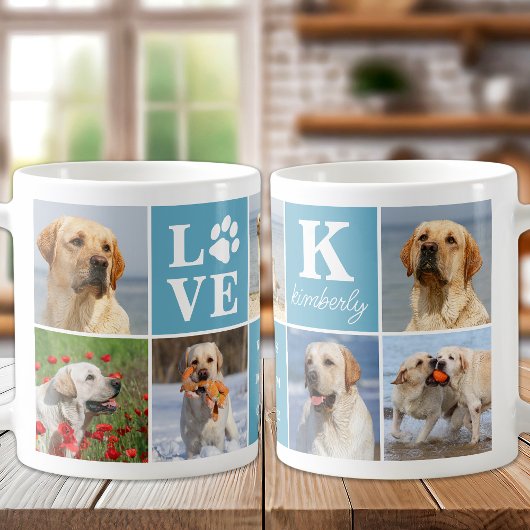 Hondenliefhebber Gepersonaliseerde LIEFDE Paw 7 Fo Koffiemok