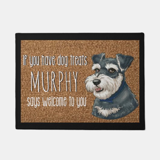 Hondenliefhebber Gepersonaliseerde Schnauzer Naam  Deurmat (Voorkant)