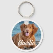 Hondenliefhebber Gepersonaliseerde Twee Foto Keeps Sleutelhanger (Voorkant)