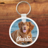 Hondenliefhebber Gepersonaliseerde Twee Foto Keeps Sleutelhanger (Voorkant)