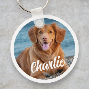 Hondenliefhebber Gepersonaliseerde Twee Foto Keeps Sleutelhanger