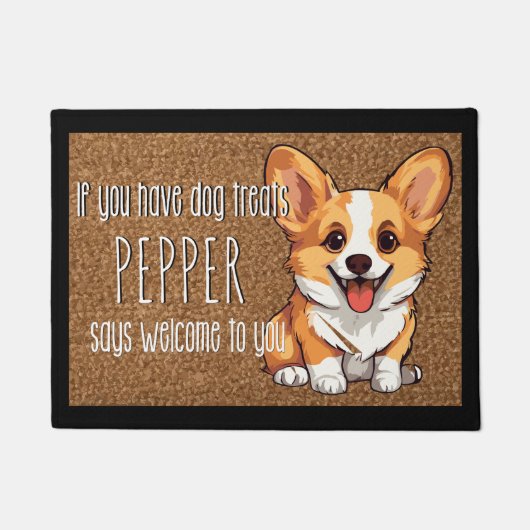 Hondenliefhebber Gepersonaliseerde Welsh Corgi Pup Deurmat (Voorkant)