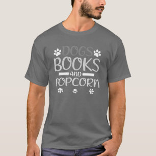 Hondenliefhebber Gift Dogs Boeken en Popcorn Fun D T-shirt