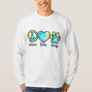 Hondenliefhebber Gift Peace Love Dogs Tie Dye Pupp T-shirt