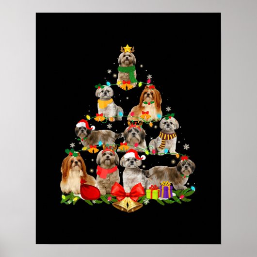 hondenliefhebber giften shih tzu tree kerstlight poster (Voorkant)