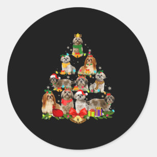 hondenliefhebber giften shih tzu tree kerstlight ronde sticker