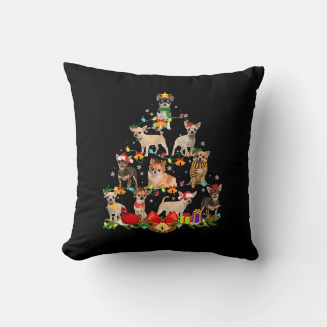 Hondenliefhebber Gifts Chihuahua Tree Light Kussen (Voorkant)