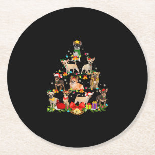 Hondenliefhebber Gifts Chihuahua Tree Light Ronde Kartonnen Onderzetter