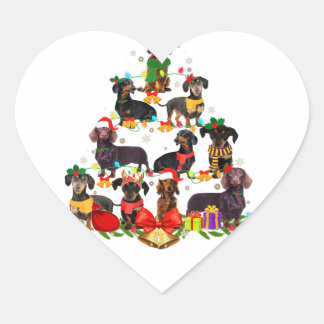 Hondenliefhebber Gifts Dachshund Tree-licht Hart Sticker