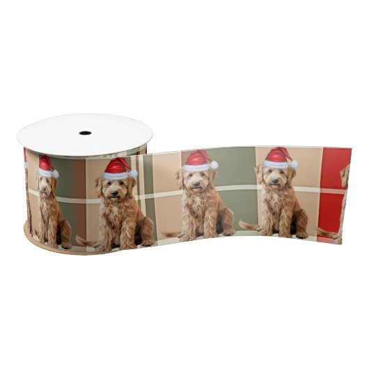 Hondenliefhebber Goldendoodle Holiday Plaid Christ Satijnen Lint (Spoel)