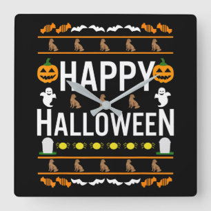Hondenliefhebber   Happy Halloween Chocolate Labra Vierkante Klok