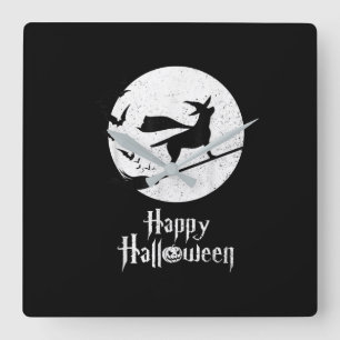 Hondenliefhebber Happy Halloween Lab Heks Riding Vierkante Klok