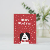 Hondenliefhebber 'Happy Woof Year' Kerst Briefkaar Briefkaart (Staand voorkant)