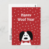 Hondenliefhebber 'Happy Woof Year' Kerst Briefkaar Briefkaart (Voorkant / Achterkant)