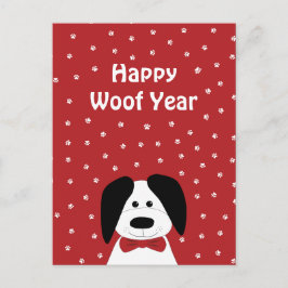 Hondenliefhebber 'Happy Woof Year' Kerst Briefkaar Briefkaart