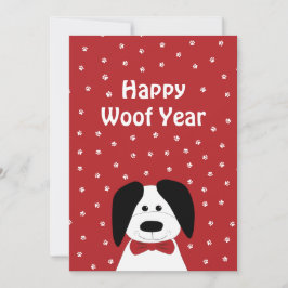 Hondenliefhebber 'Happy Woof Year' Kerst Feestdagenkaart