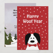 Hondenliefhebber 'Happy Woof Year' Kerst Feestdagenkaart (Voorkant / Achterkant)