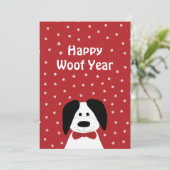 Hondenliefhebber 'Happy Woof Year' Kerst Feestdagenkaart (Staand voorkant)