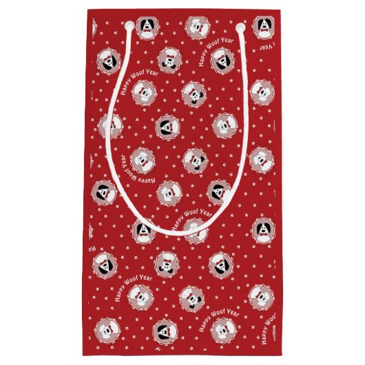 Hondenliefhebber 'Happy Woof Year' Klein Cadeauzakje (Voorkant)