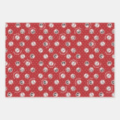 Hondenliefhebber 'Happy Woof Year' Red Paw Print Inpakpapier Vel (Voorkant)