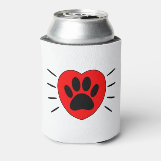 Hondenliefhebber, hart- en voetafdrukken blikjeskoeler (Blikje Achterkant)