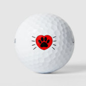 Hondenliefhebber, hart- en voetafdrukken golfballen (Voorkant)