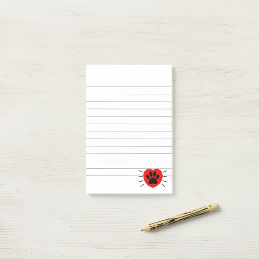Hondenliefhebber, hart- en voetafdrukken post-it® notes (Op bureau)