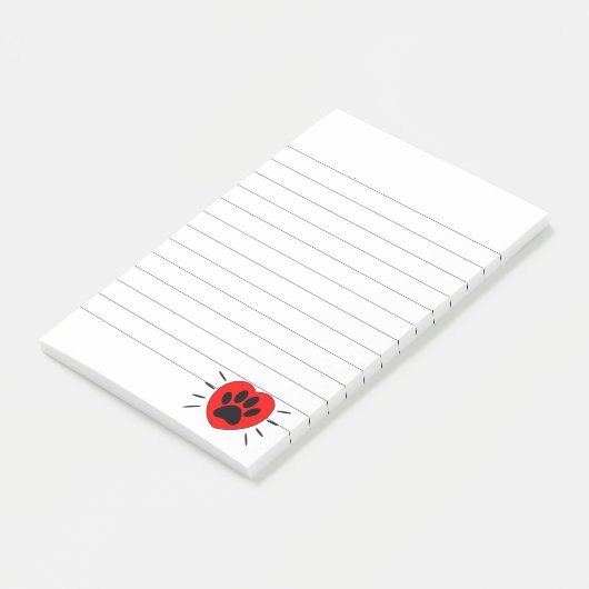 Hondenliefhebber, hart- en voetafdrukken post-it® notes (Schuin)
