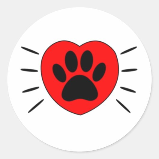 Hondenliefhebber, hart- en voetafdrukken ronde sticker (Voorkant)