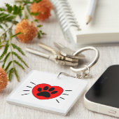 Hondenliefhebber, hart- en voetafdrukken sleutelhanger (Voorkant Rechts)