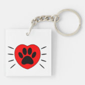 Hondenliefhebber, hart- en voetafdrukken sleutelhanger (Achterkant)