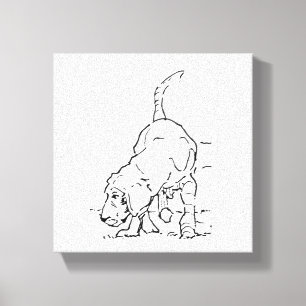 Hondenliefhebber Herinnering, Beagle Illustratie Canvas Afdruk