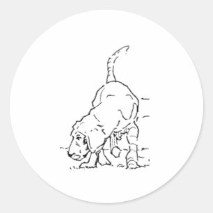 Hondenliefhebber Herinnering, Beagle Illustratie Ronde Sticker