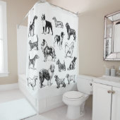 hondenliefhebber  Hondenrassen zwart-wit Douchegordijn (In situ)