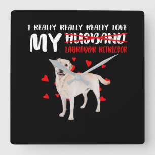 Hondenliefhebber   Ik hou echt van mijn labrador R Vierkante Klok