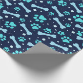 Hondenliefhebber inpakpapier - Blauwe poten en Bot (Hoek)