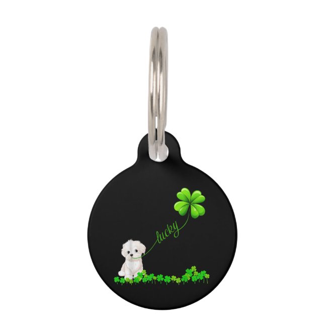 Hondenliefhebber | Irish Shamrock Lucky met Maltee Huisdierpenning (Voorkant)
