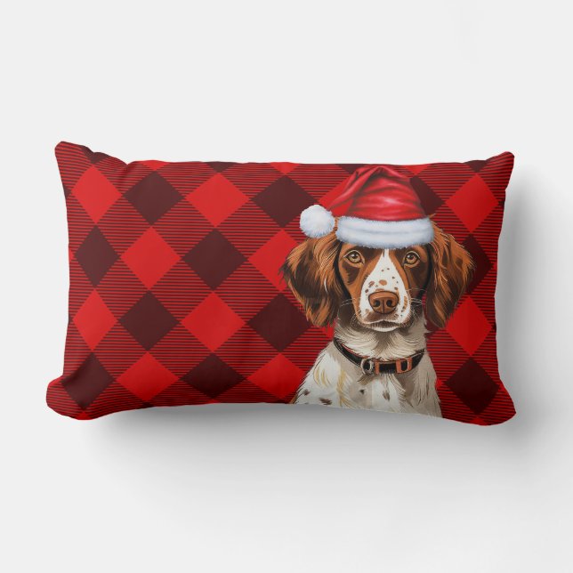 Hondenliefhebber Kerst Bretagne Spaniel Vakantie P Kussen (Voorkant)