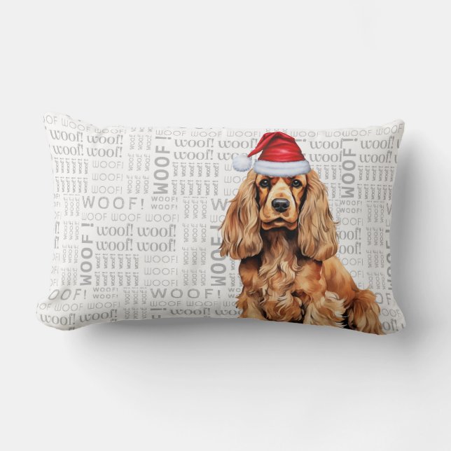 Hondenliefhebber Kerst Cocker Spaniel Woof Vakanti Kussen (Voorkant)