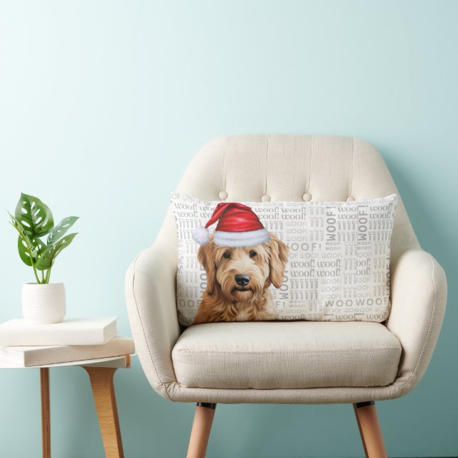 Hondenliefhebber Kerst Goldendoodle in een Pet Kussen (Stoel)