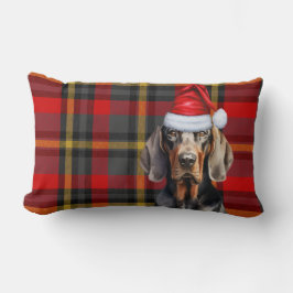 Hondenliefhebber Kerst Rood Zwart Coonhound Plaid Kussen