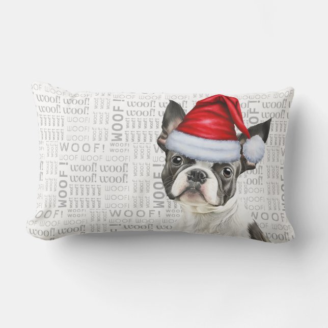 Hondenliefhebber Kerst Schattigee Boston Terrier V Kussen (Voorkant)