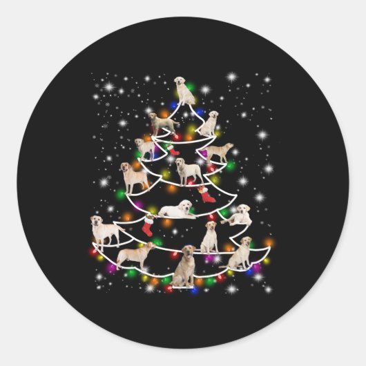 Hondenliefhebber | Kerstboom in Labrador Ronde Sticker (Voorkant)